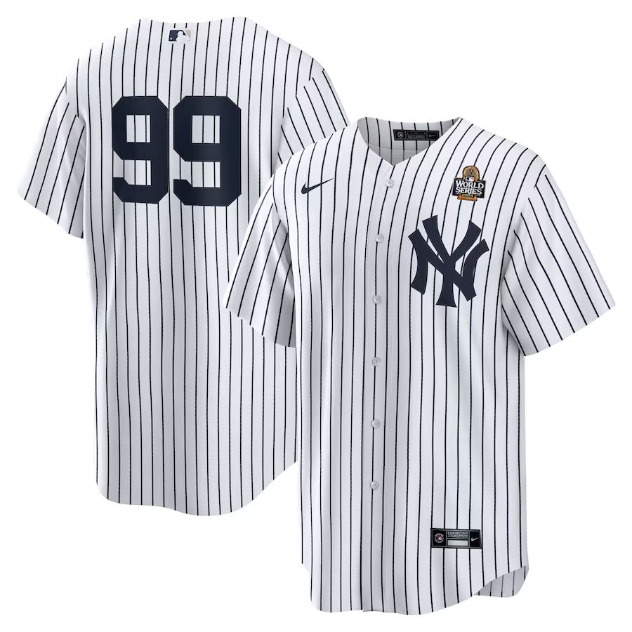 Men's New York Yankees Aaron Judge #99 White 2024 World Series Home Jersey